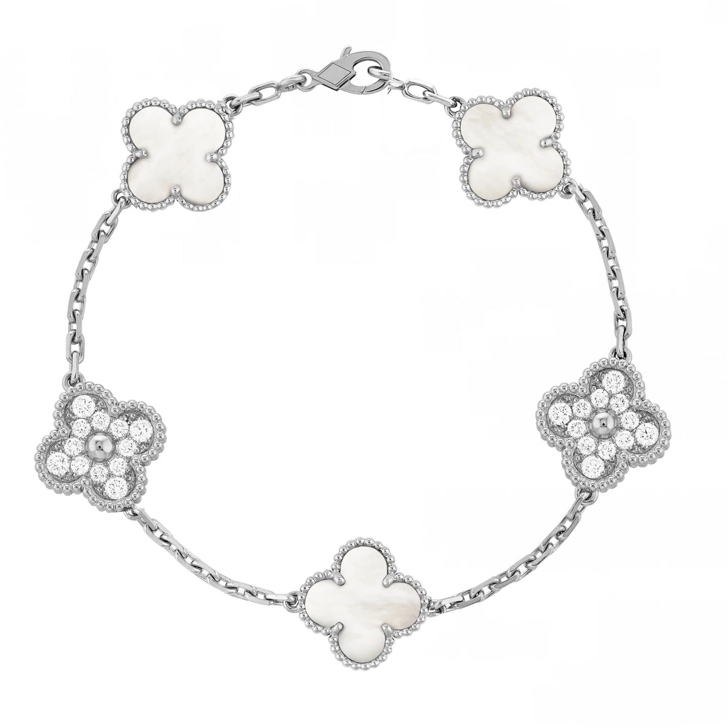 Clover | Zirconia Bracelet – White Silver