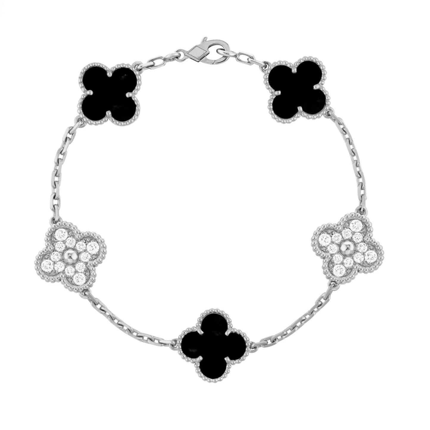 Clover | Zirconia Bracelet - Black Silver