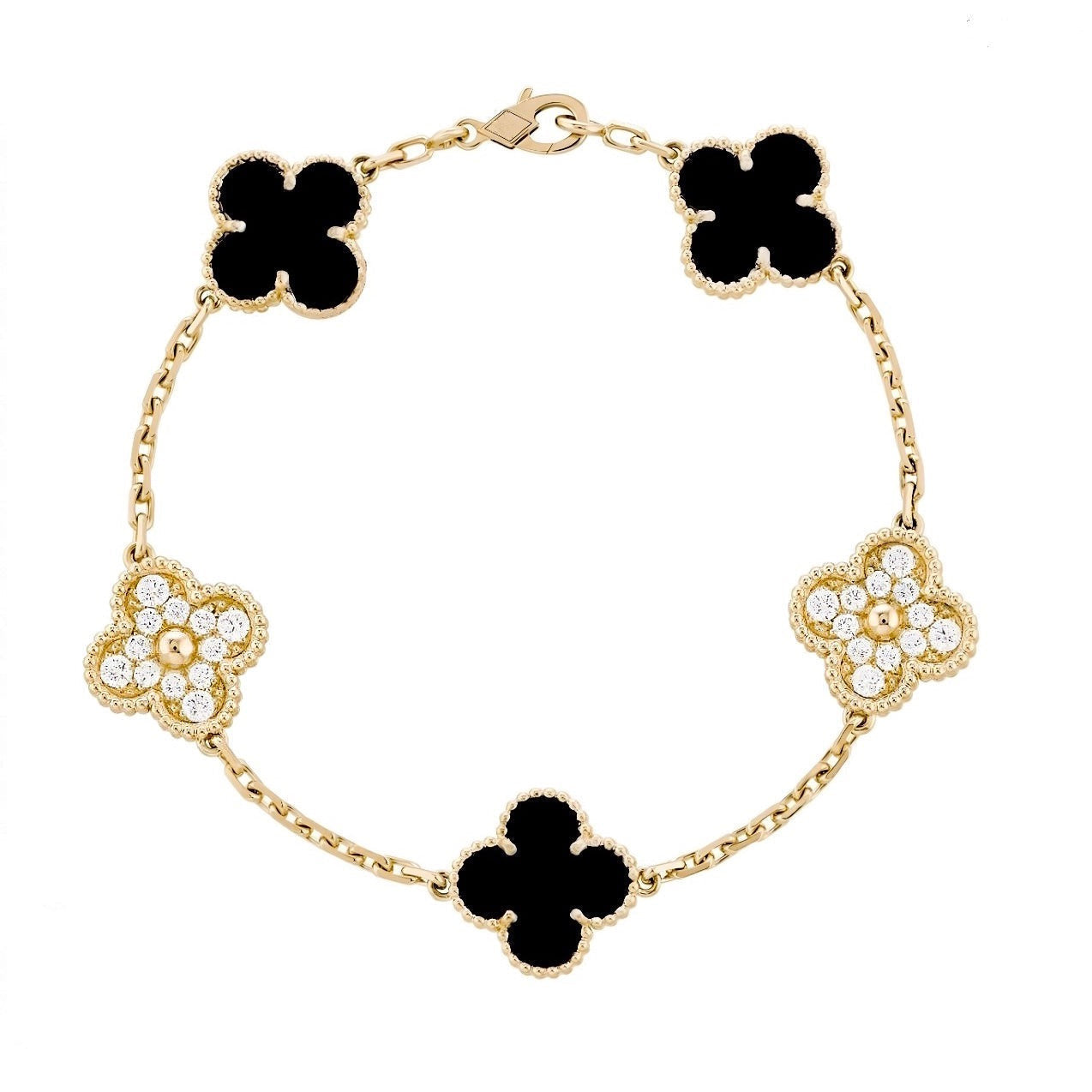 Clover | Zirconia Bracelet – Black Gold