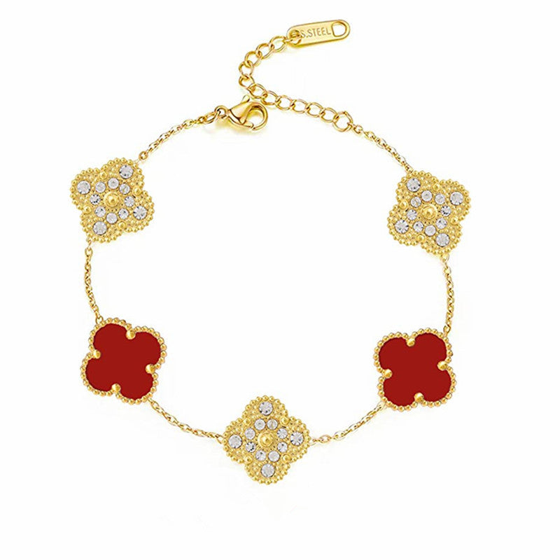 Clover | Zirconia Bracelet – Red Gold