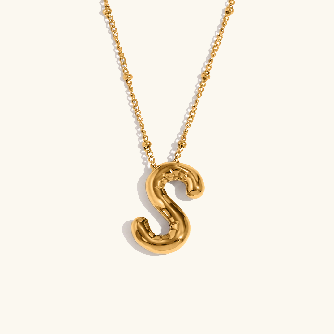 Gold Balloon Initial Necklace
