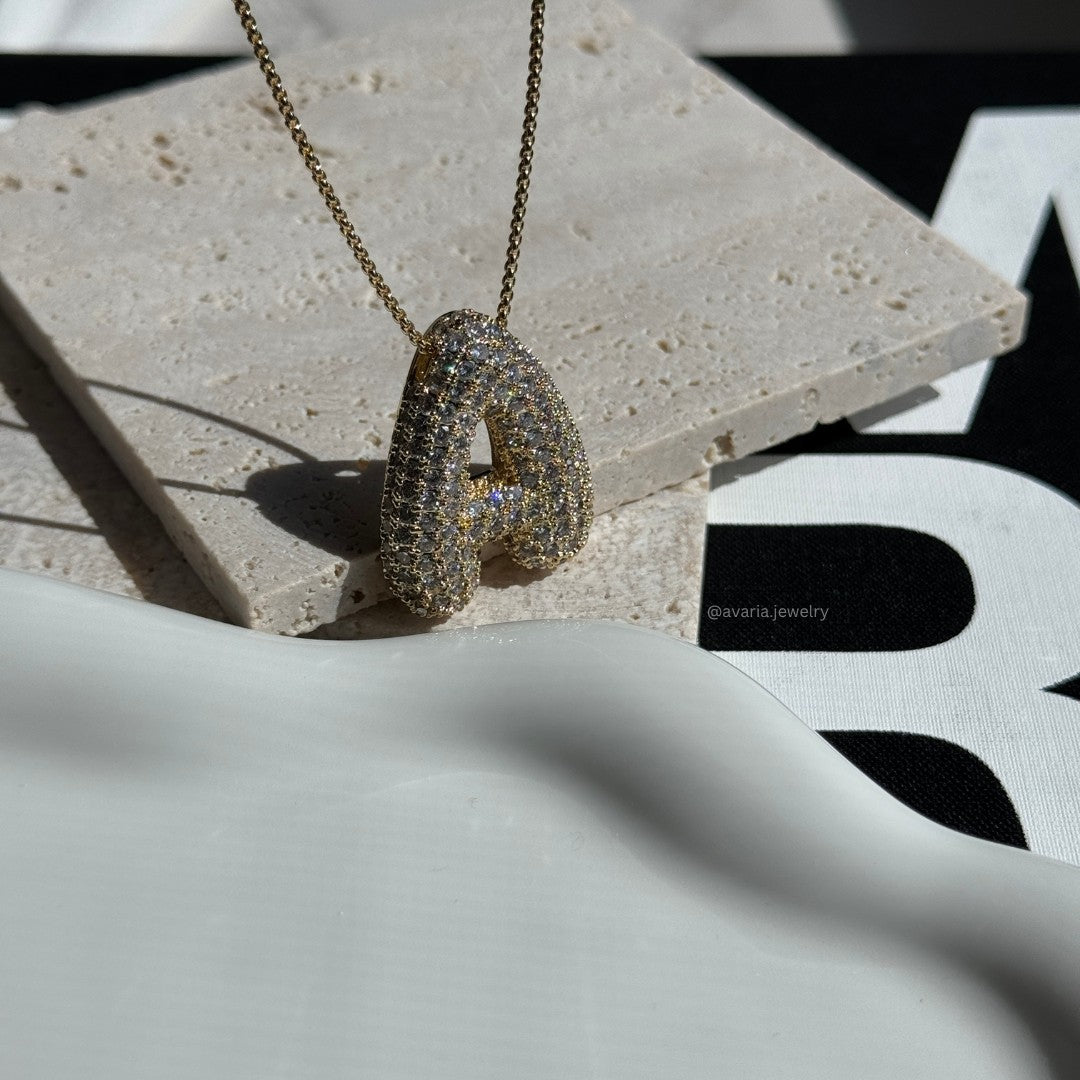 Diamond Initial Bubble Necklace