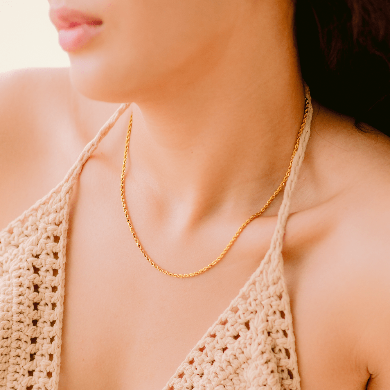 Gold Rope Chain Necklace