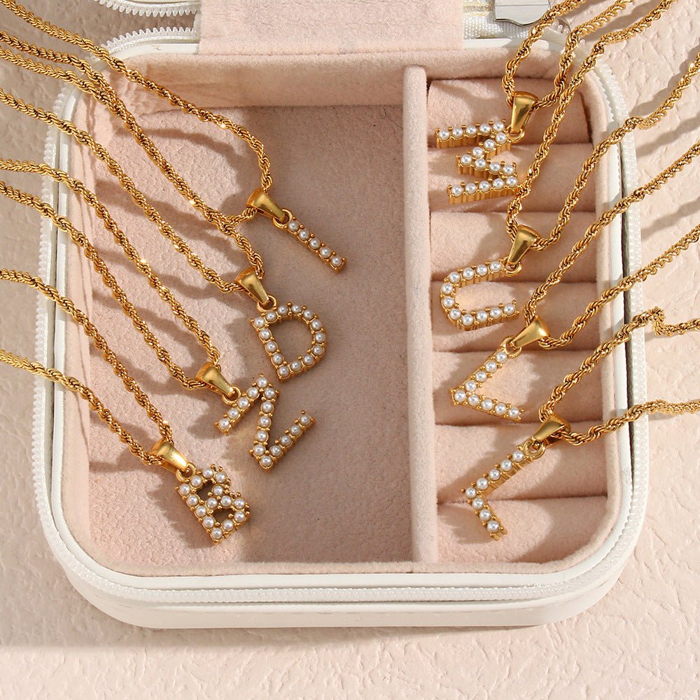 Pearl Necklace with Initial Letter Élodie