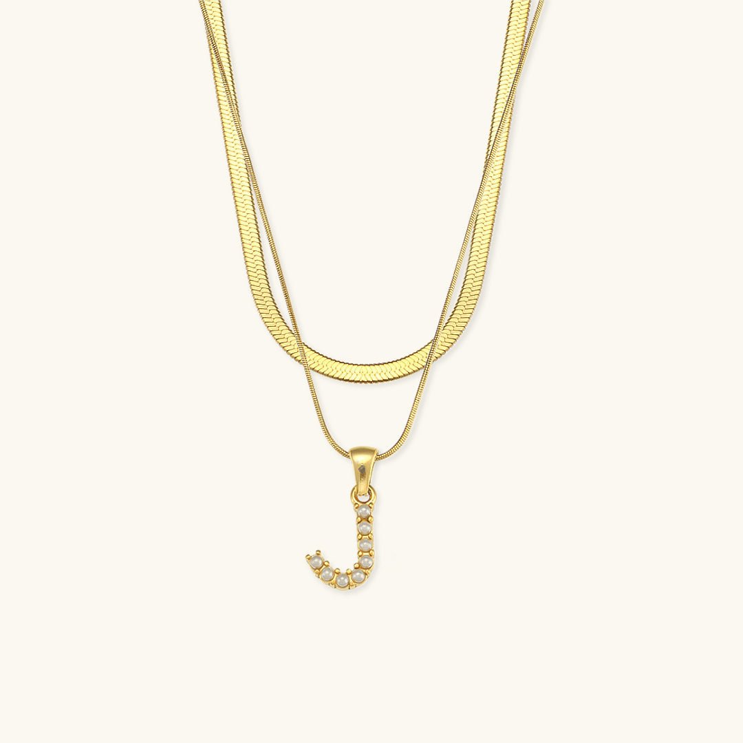 Gold Necklace with Overlapping Initial Letter Fiona