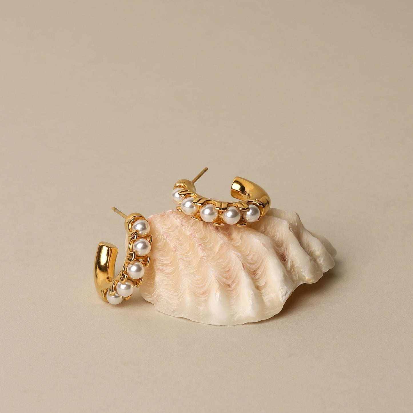 Mini Pearl Huggie Earrings