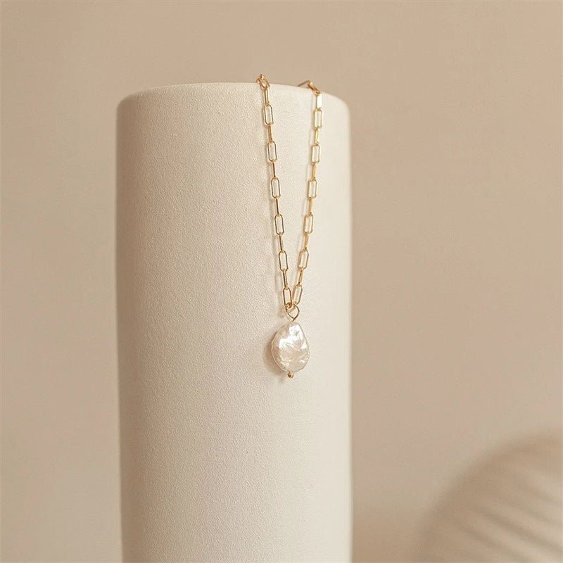 Trombone Chain Necklace with Hanalei Pearl Pendant