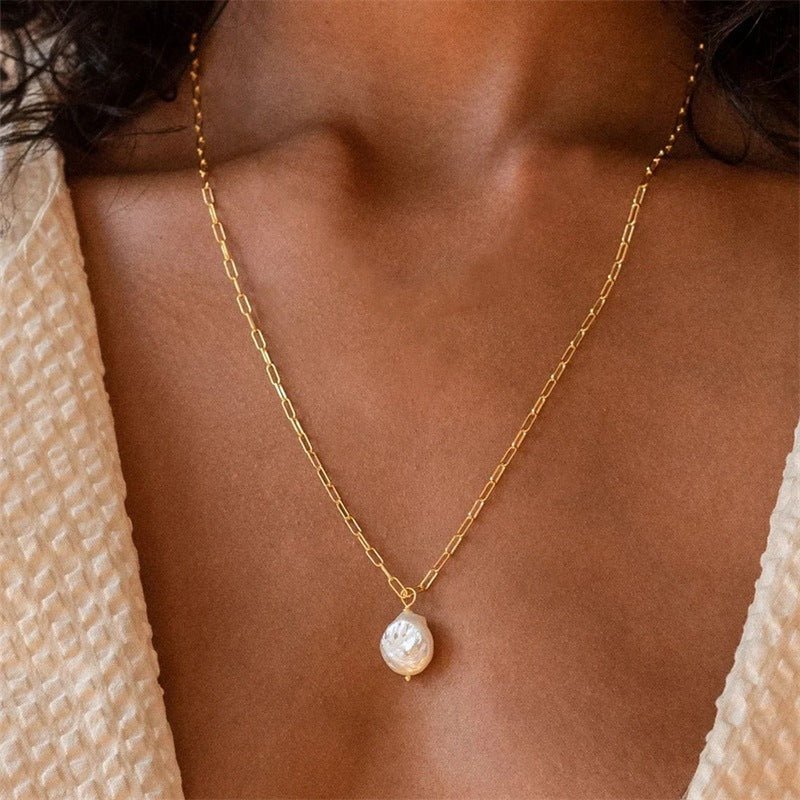 Trombone Chain Necklace with Hanalei Pearl Pendant