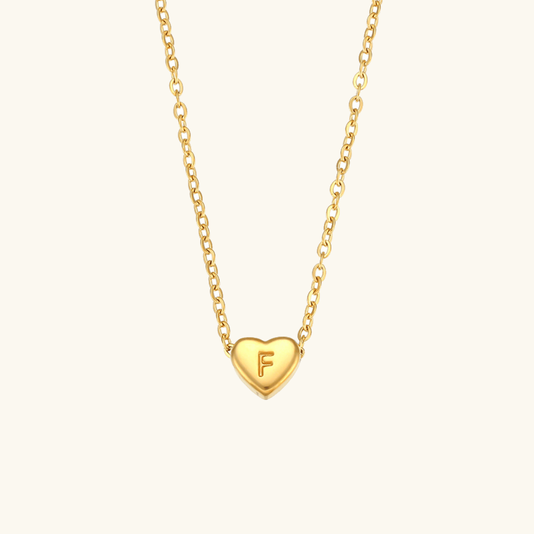 Gold Necklace with Heart-Shaped Initial