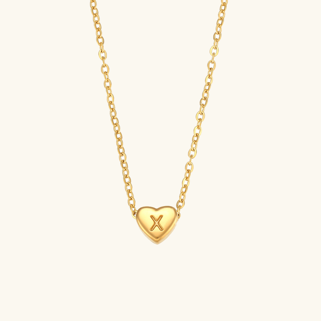 Gold Necklace with Heart-Shaped Initial
