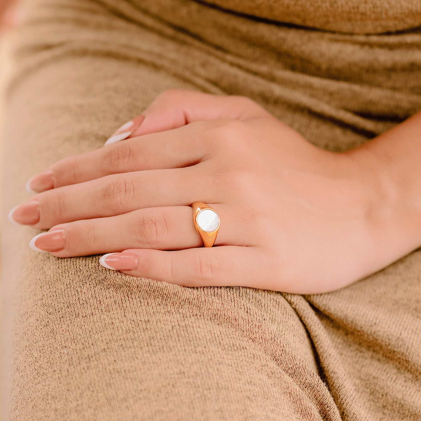 Gold Ring with Mother of Pearl
