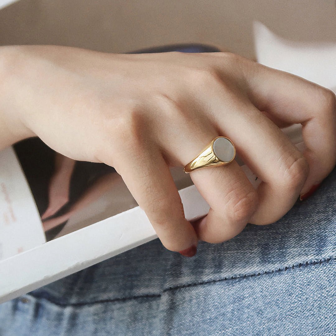 Gold Ring with Mother of Pearl
