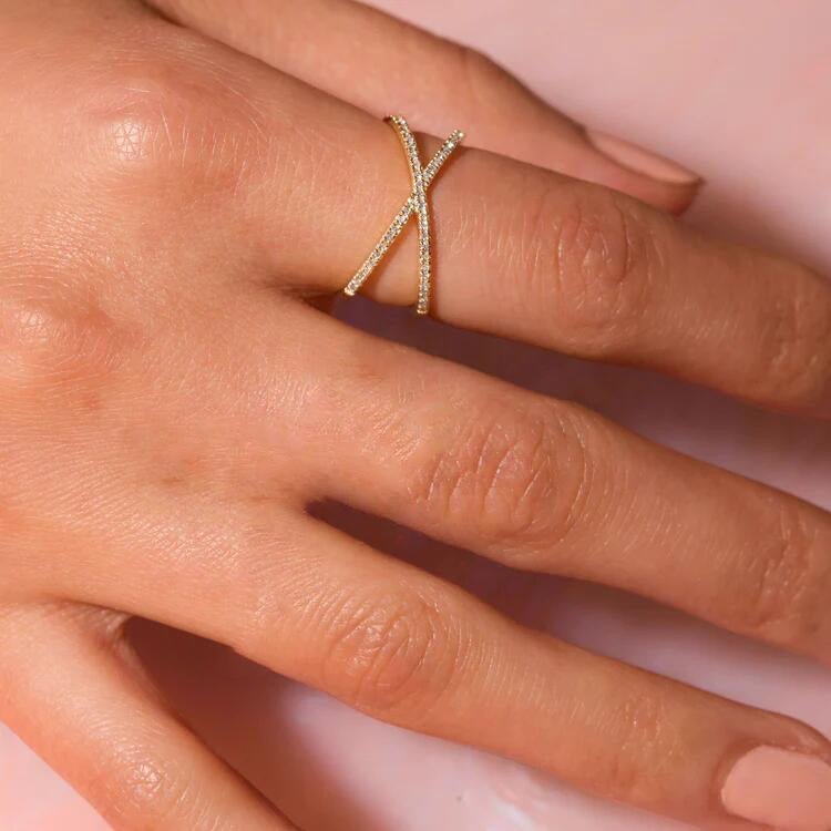 Nia Diamond Gold Cross Ring