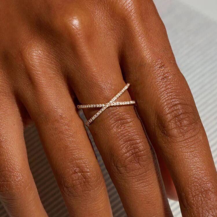 Nia Diamond Gold Cross Ring