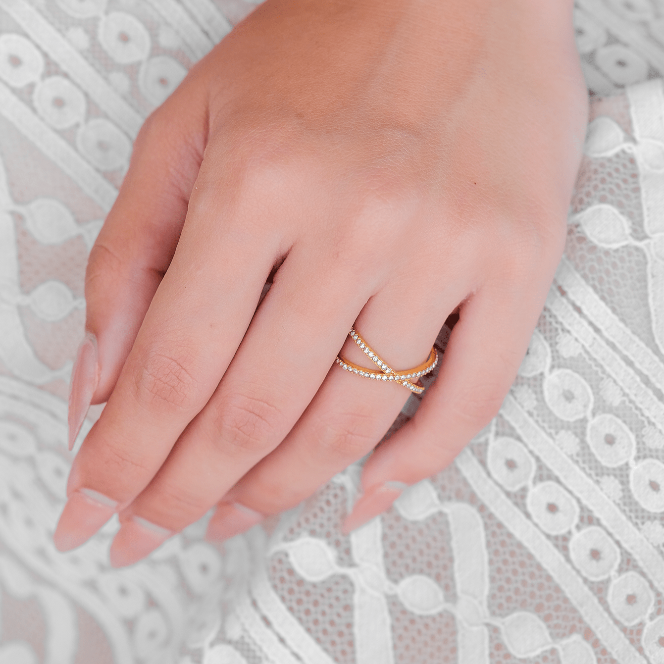 Nia Diamond Gold Cross Ring