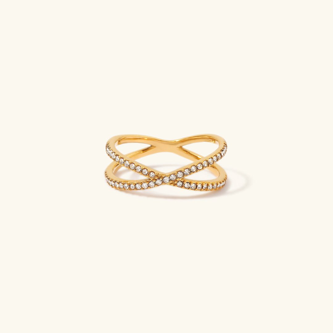Nia Diamond Gold Cross Ring
