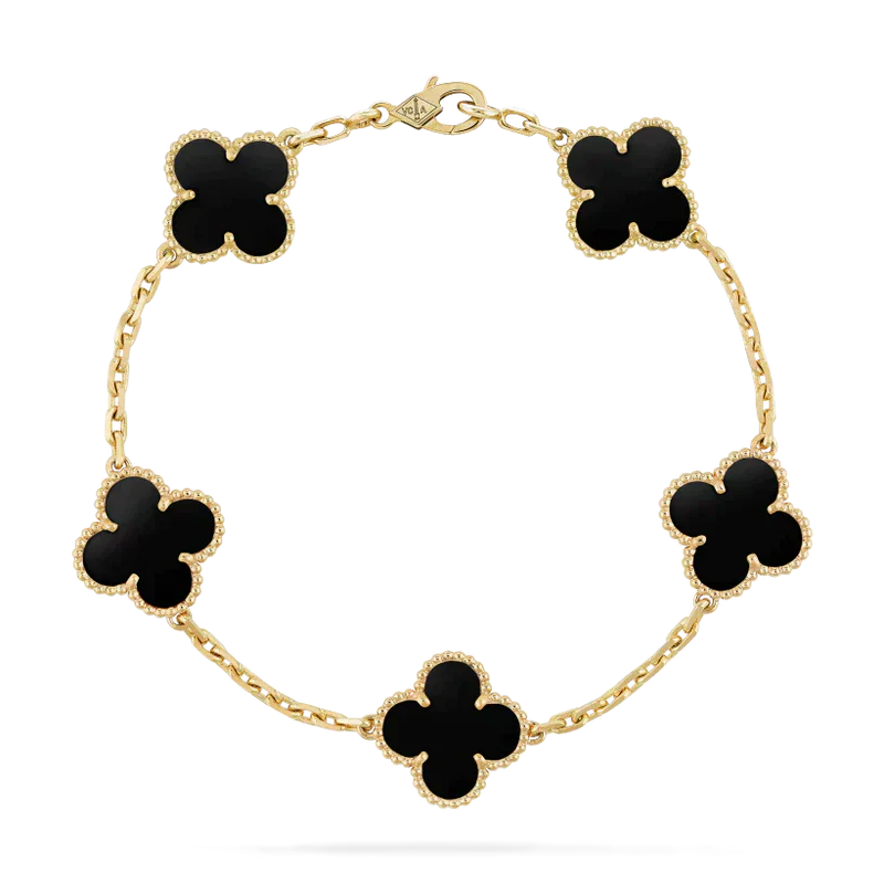 Stackable Black and Gold Bracelet Set