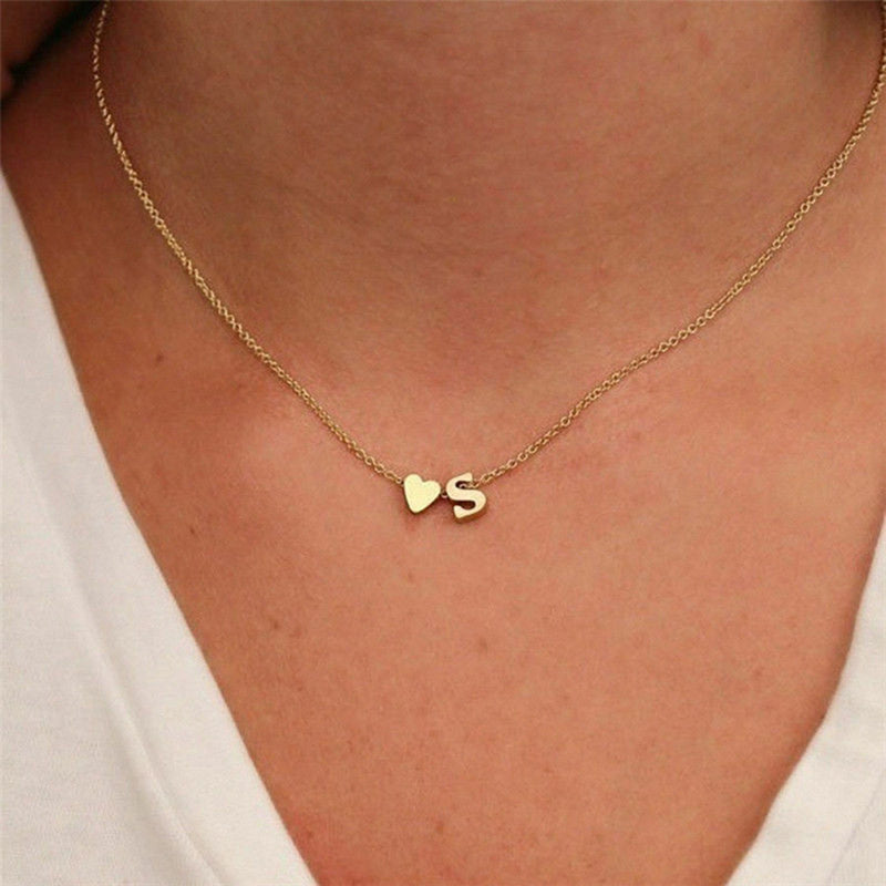 Gold Necklace with Initial Letter