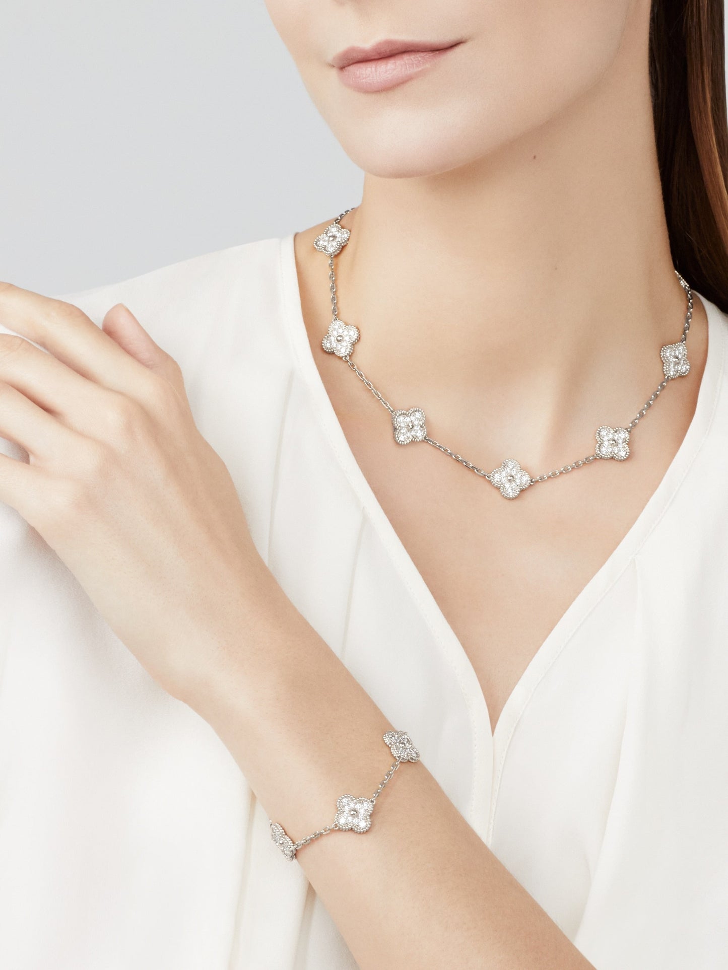 Clover | Multi-Pendant Zirconia Necklace – Silver