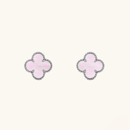 Clover - Pink/Silver Earrings