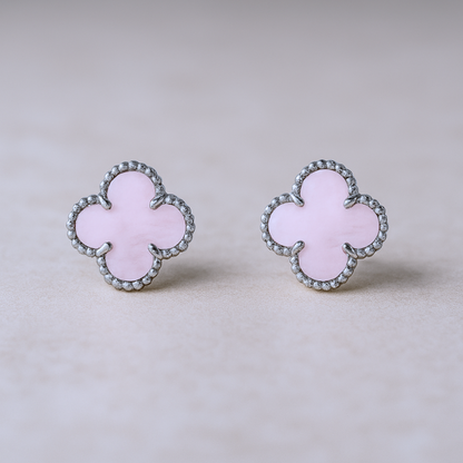 Clover - Pink/Silver Earrings