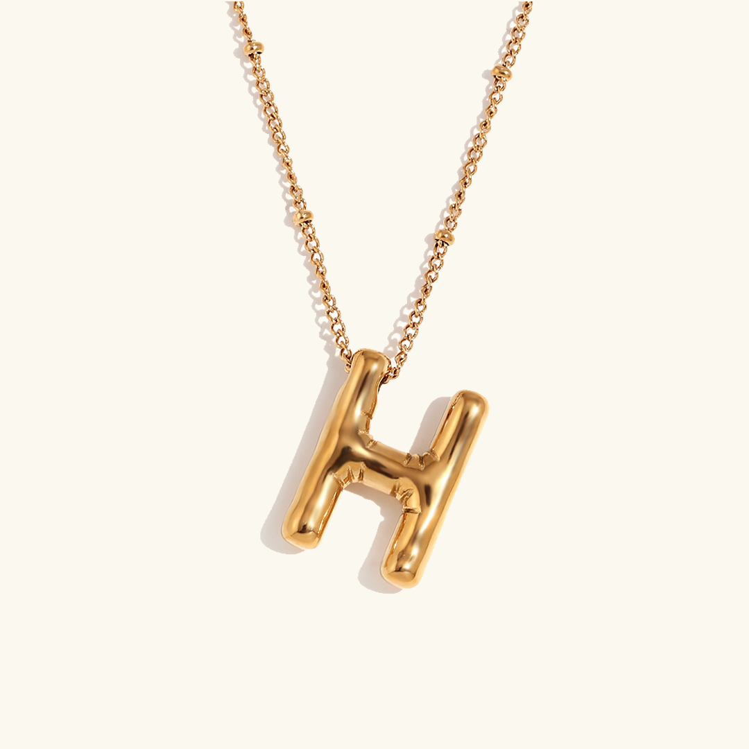 Gold Balloon Initial Necklace
