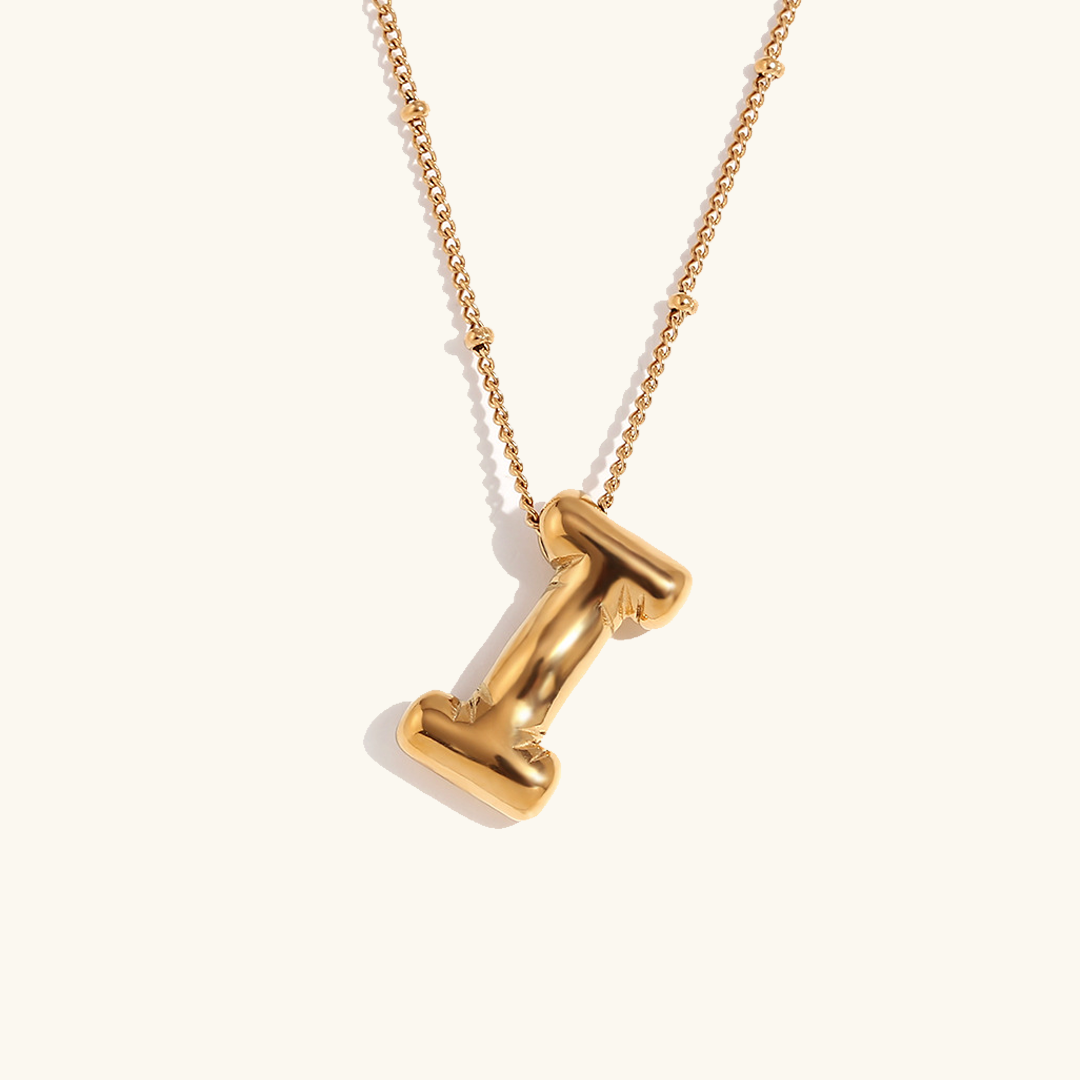 Gold Balloon Initial Necklace