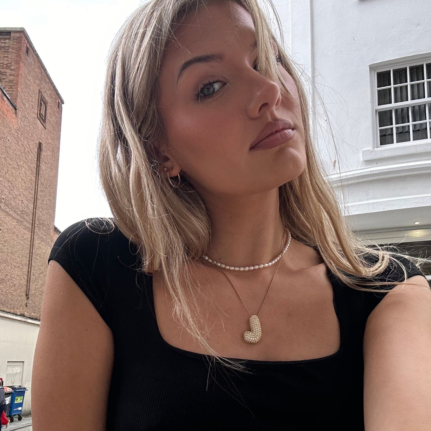 Diamond Initial Bubble Necklace