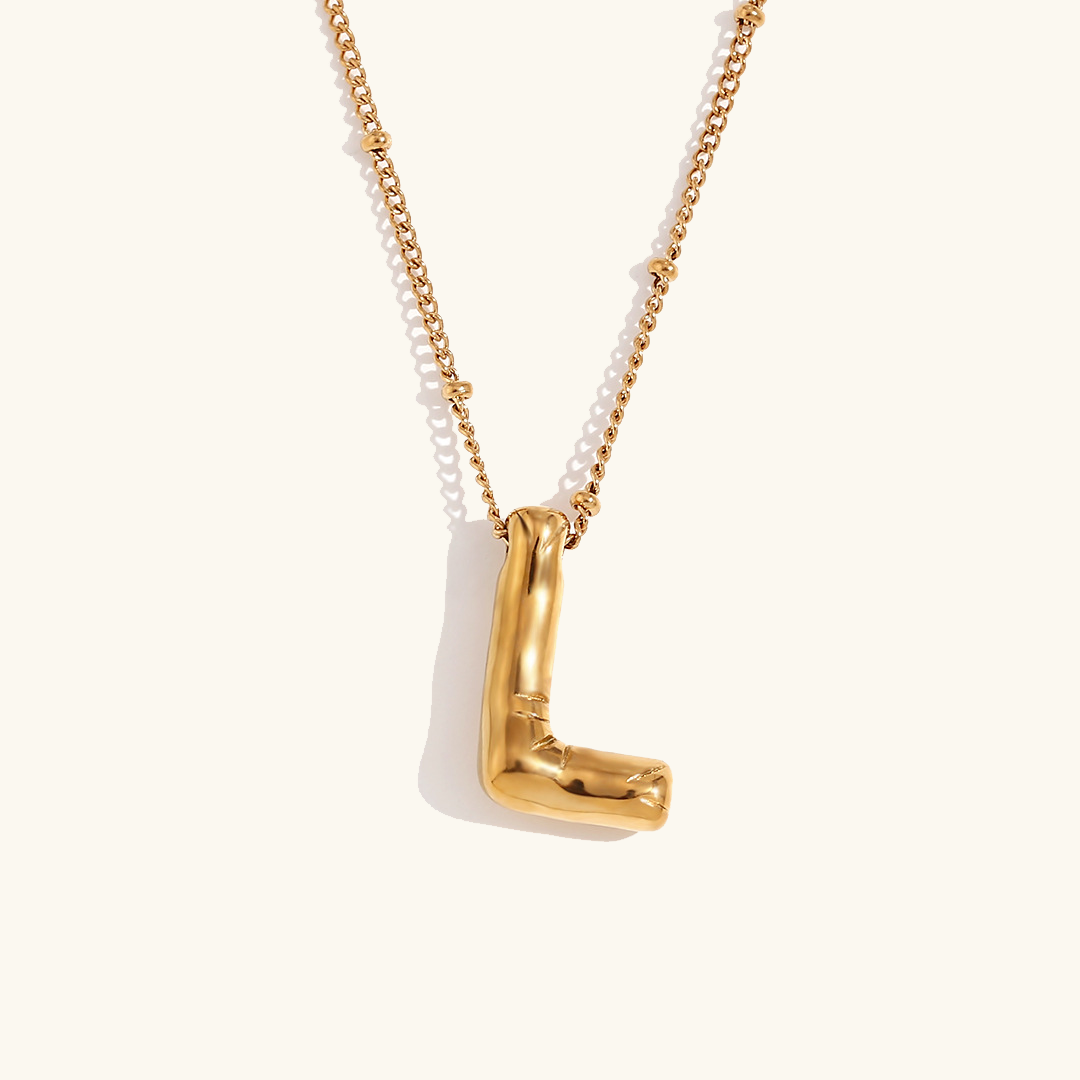 Gold Balloon Initial Necklace