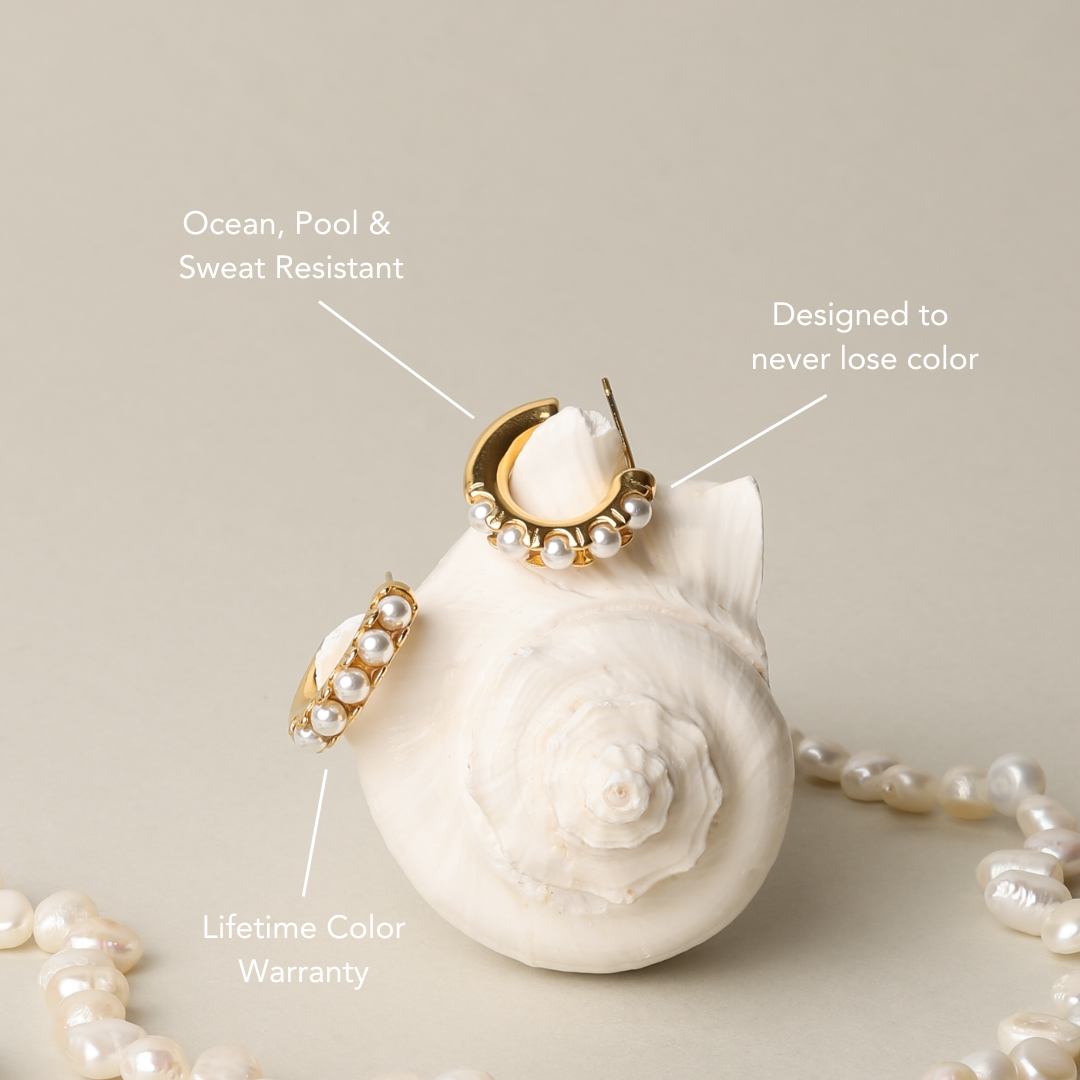 Mini Pearl Huggie Earrings