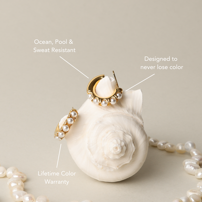 Mini Pearl Huggie Earrings