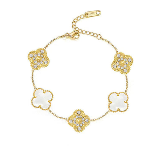 Clover | Zirconia Bracelet – White Gold