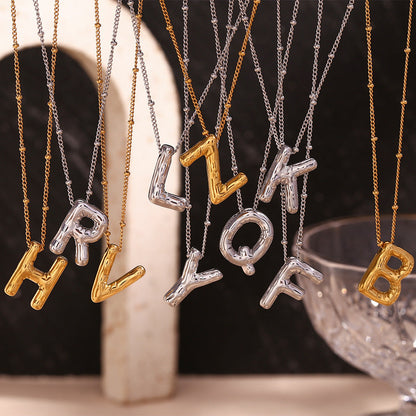 Gold Balloon Initial Necklace