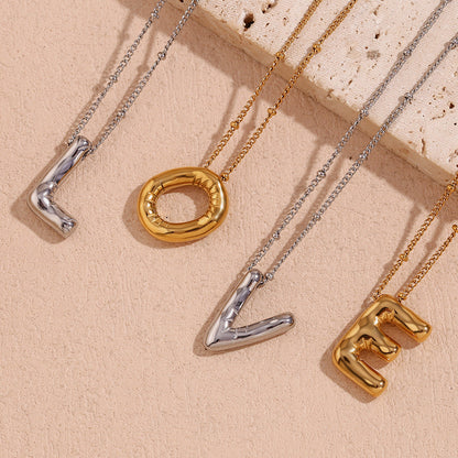 Gold Balloon Initial Necklace