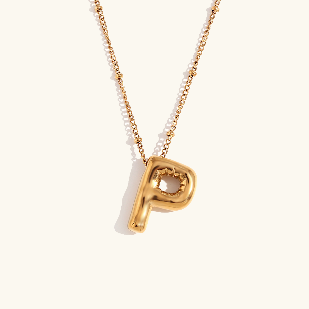 Gold Balloon Initial Necklace