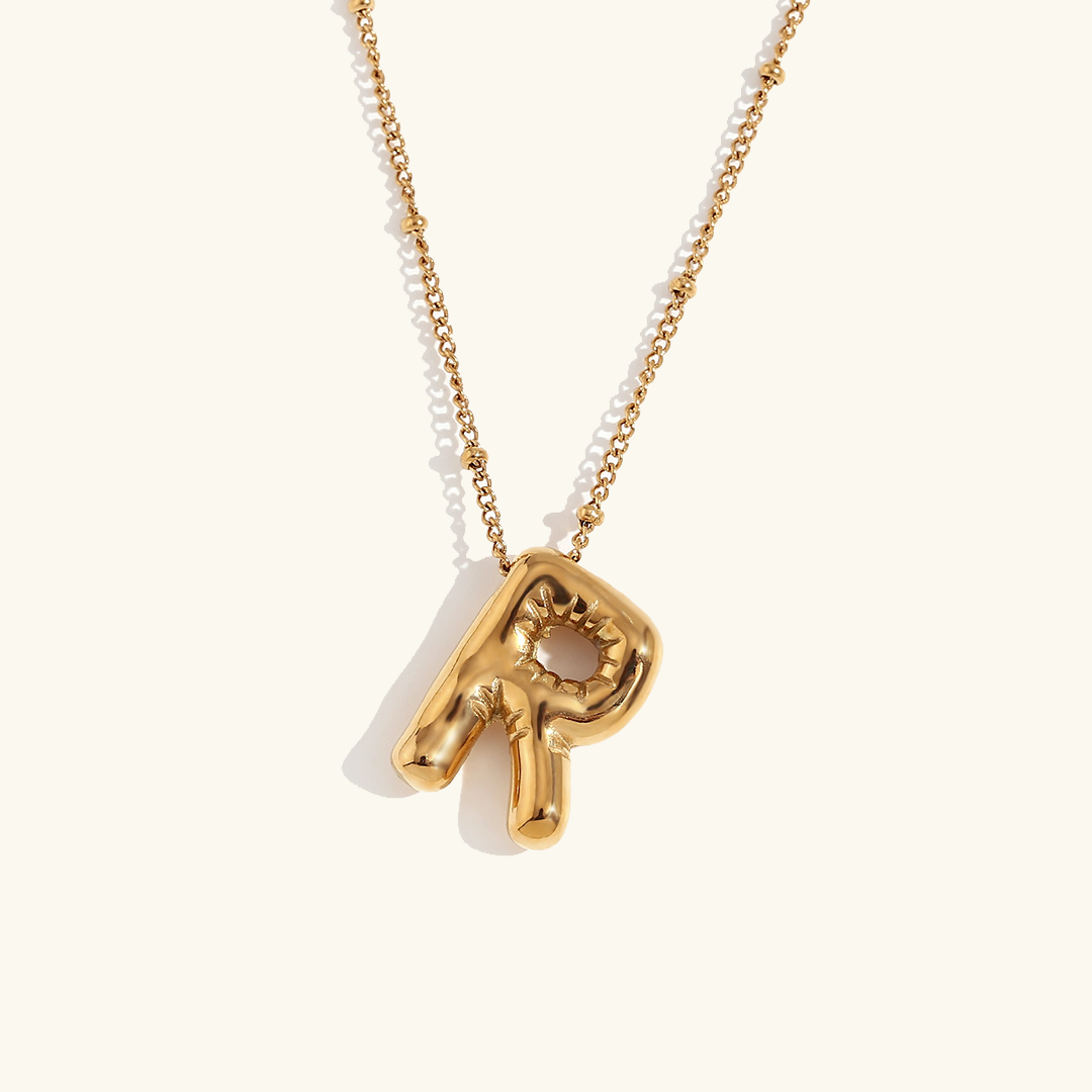 Gold Balloon Initial Necklace