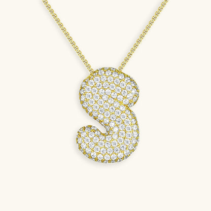 Diamond Initial Bubble Necklace