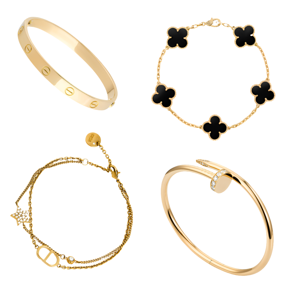 Stackable Black and Gold Bracelet Set