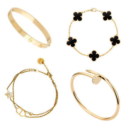 Stackable Black and Gold Bracelet Set