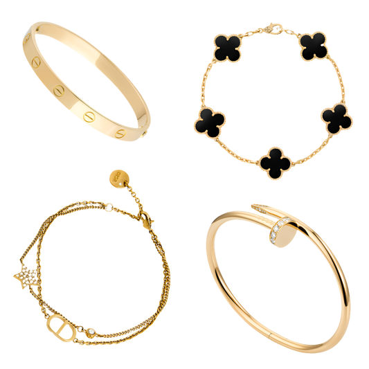 Stackable Black and Gold Bracelet Set