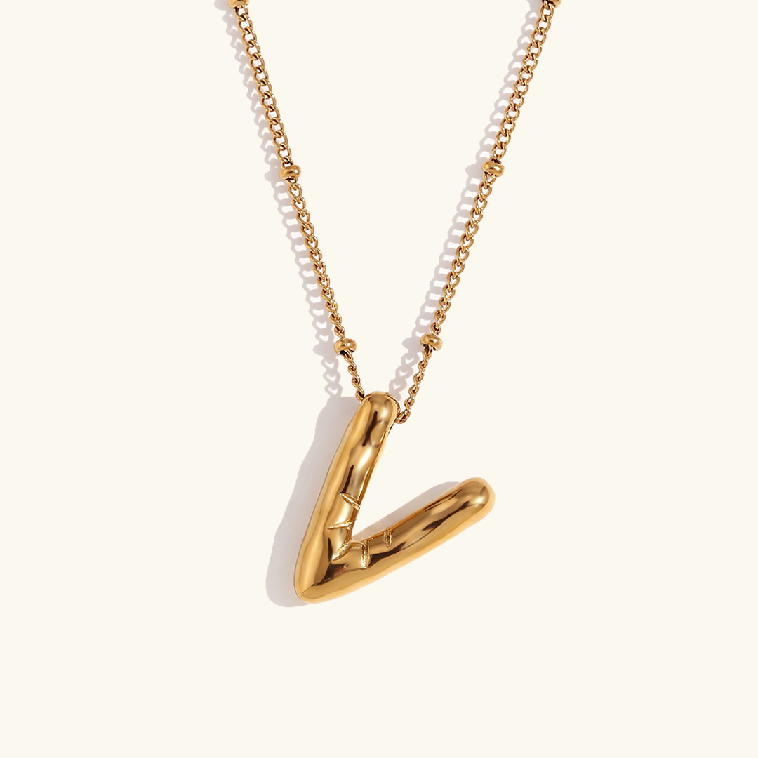 Gold Balloon Initial Necklace