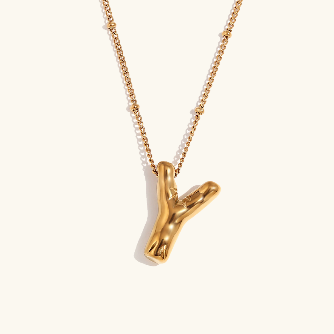 Gold Balloon Initial Necklace