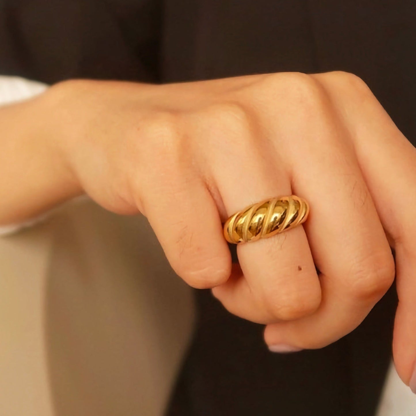 Amaia Gold Crescent Ring
