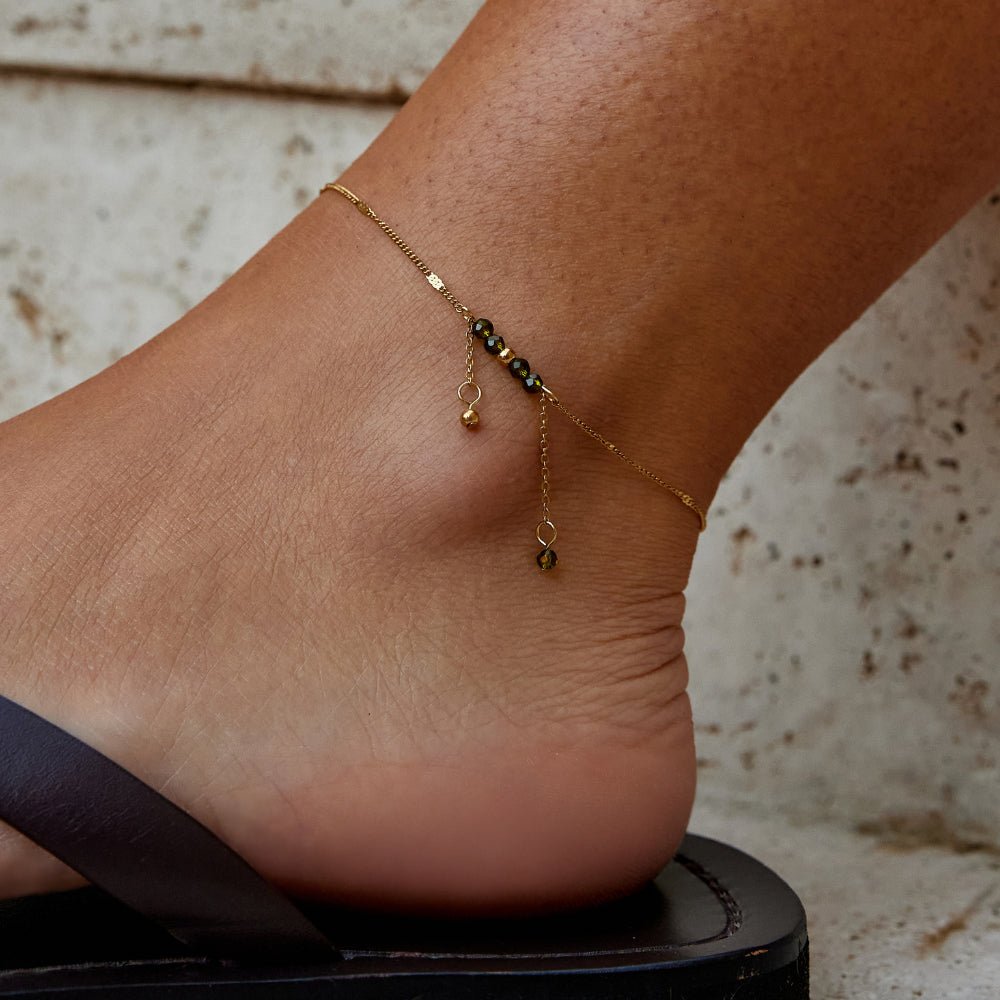 Arizona Green Beaded Fringe Ankle Bracelet