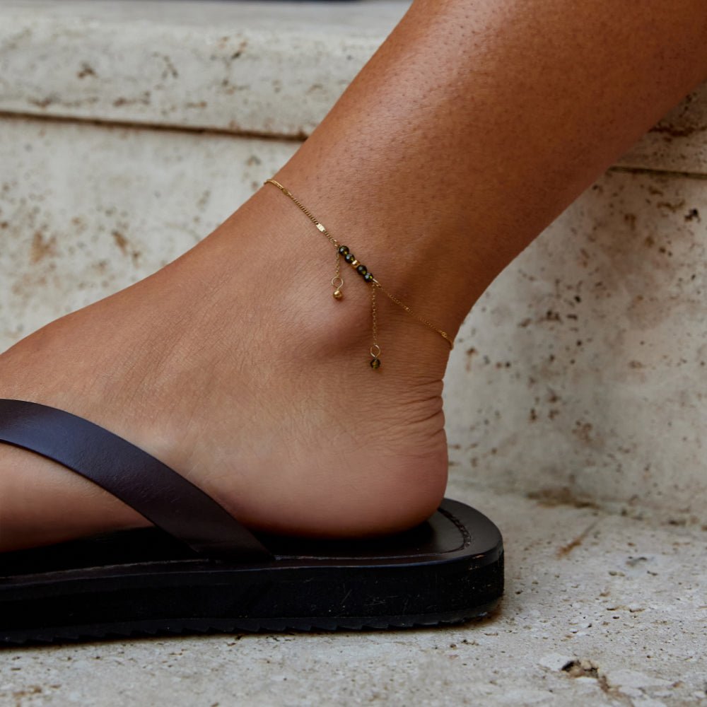 Arizona Green Beaded Fringe Ankle Bracelet