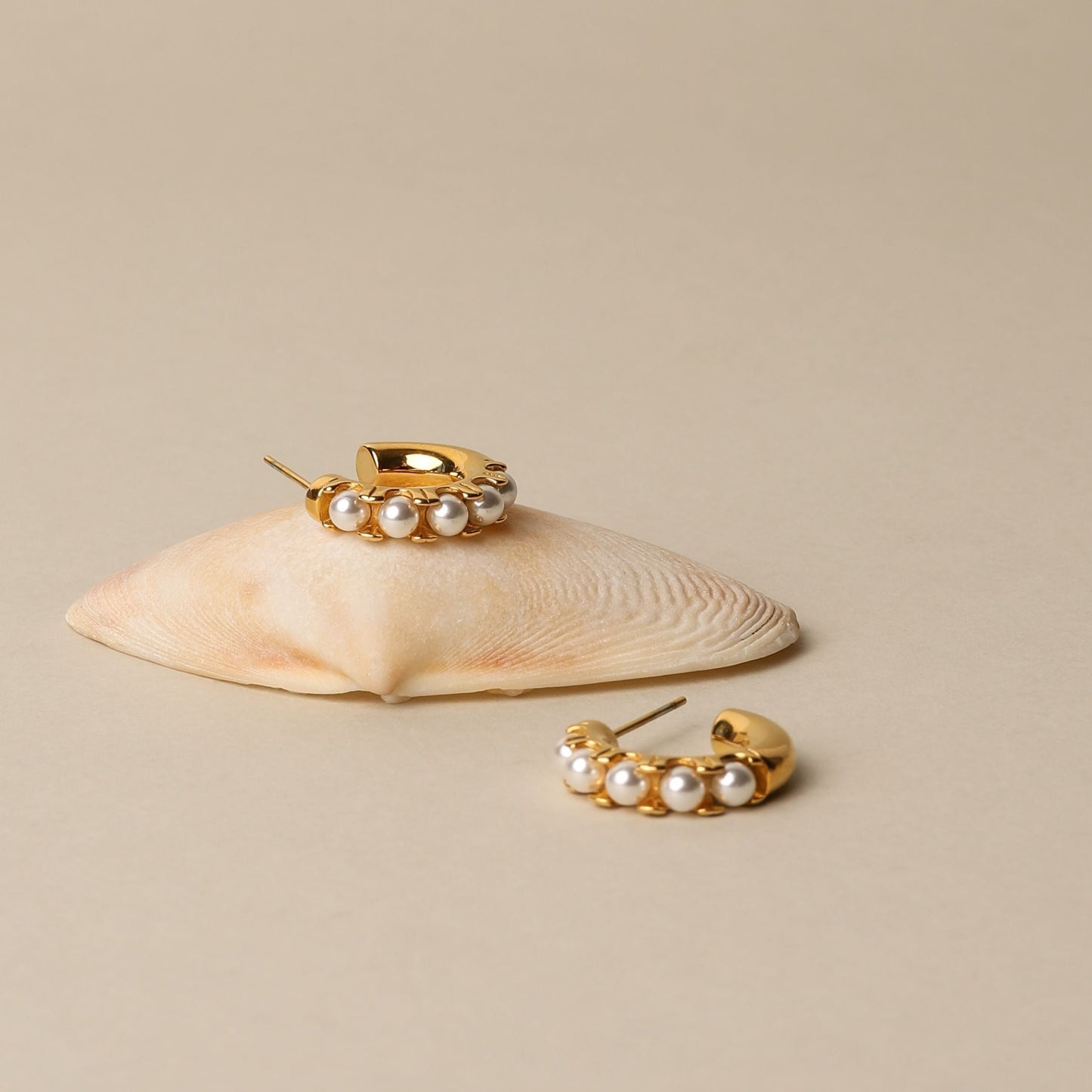 Mini Pearl Huggie Earrings