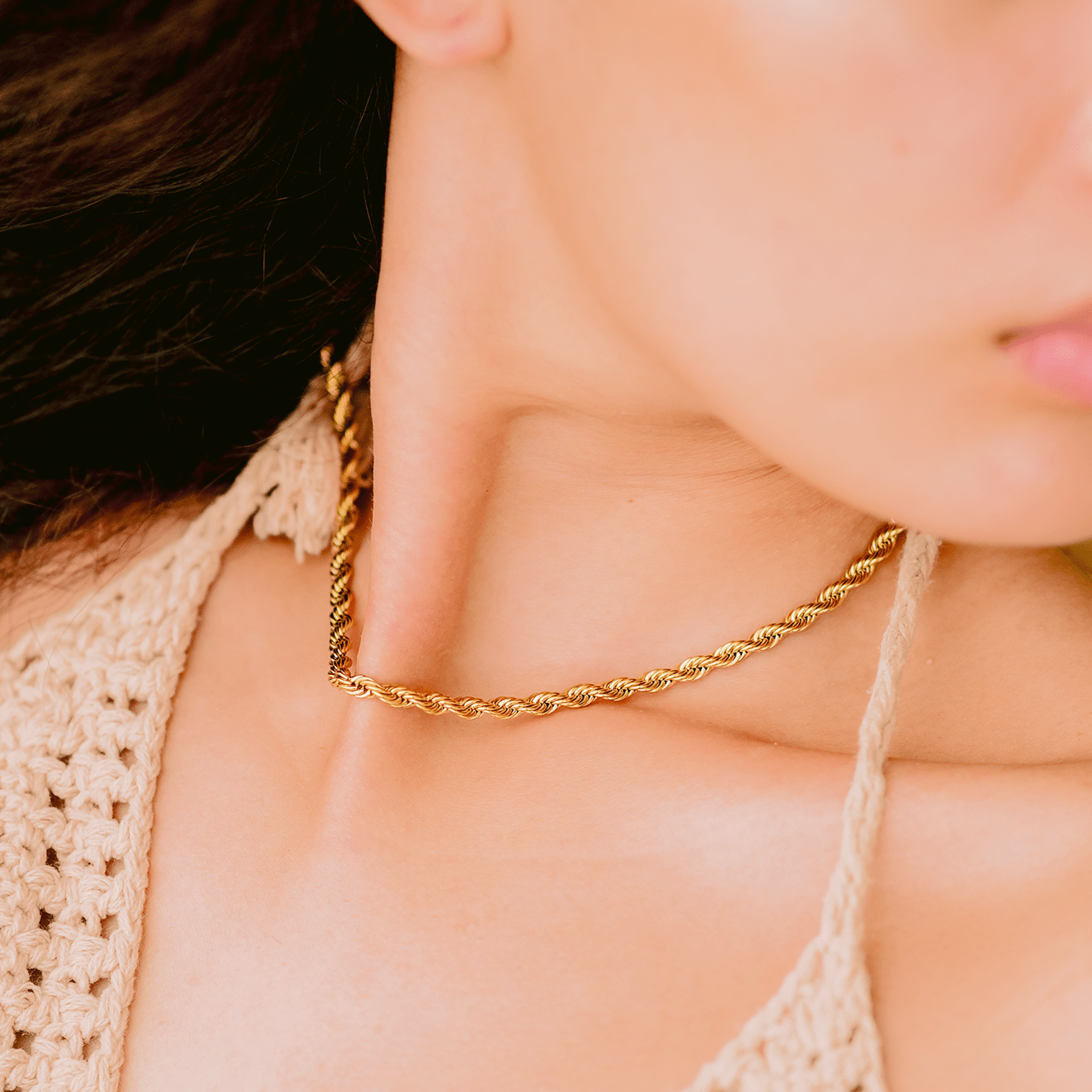 Bianca Rope Chain Necklace in Gold