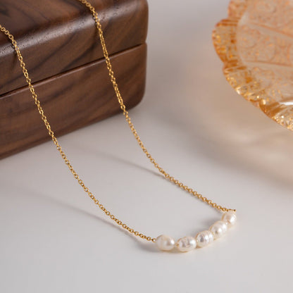 Gold Pearl Necklace for Her