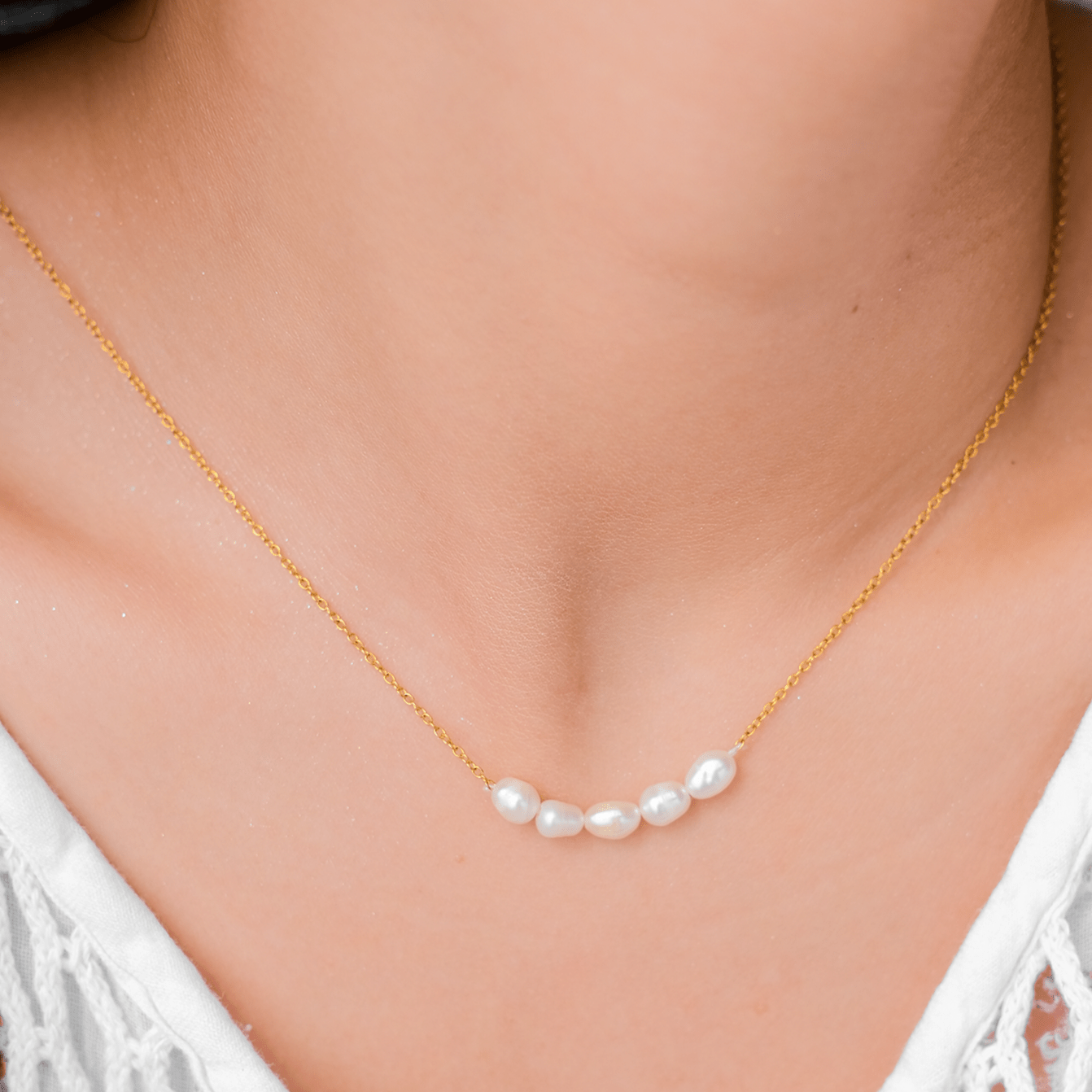Gold Pearl Necklace for Her