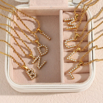 Pearl Necklace with Initial Letter Élodie